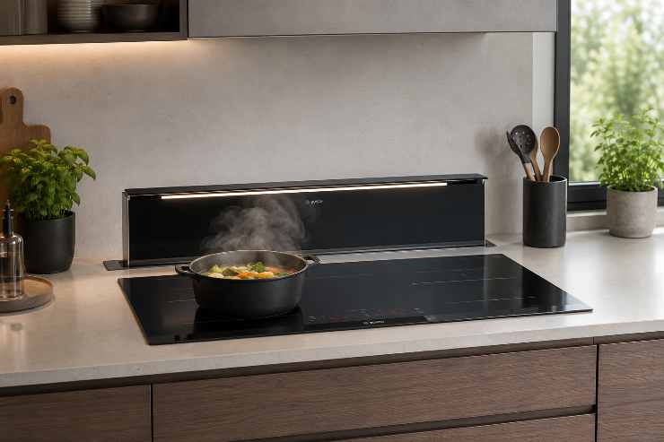 cucina con pannello aspirante