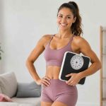 donna in forma con bilancia in mano